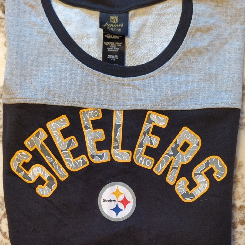 NFL Steelers Black and Gray Long Sleeve Tee with Bold Design - Picture 6 of 6